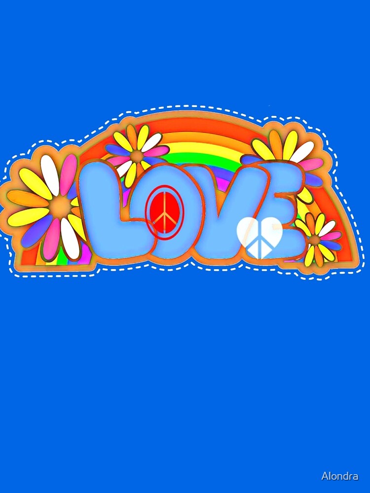 Love Retro Peace Sign Hippy Art by Alondra