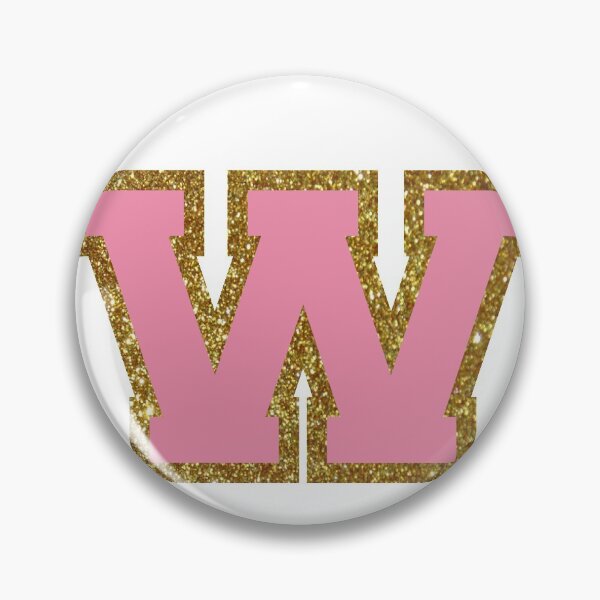 Item preview, gold and pink varsity letter W designed and sold by byleahwithlove.