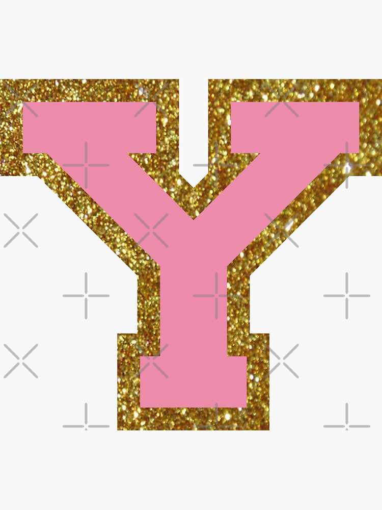 gold and pink varsity letter y sticker by byleahwithlove redbubble