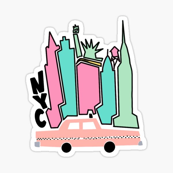 NYC taxi neon" Sticker for Sale by rachelcmikowski | Redbubble