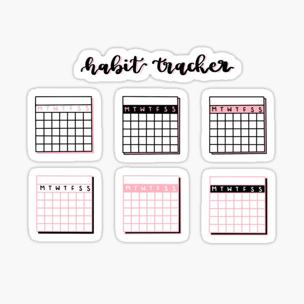 Habit Tracker Sticker Sheet - Pink Sticker for Sale by tuttifruitti