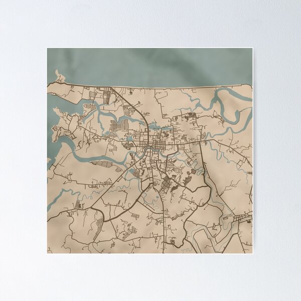 Vista previa del artículo con la obra «Mapa sepia de la ciudad de Roxas», diseñado y vendido por CPTVDesign.