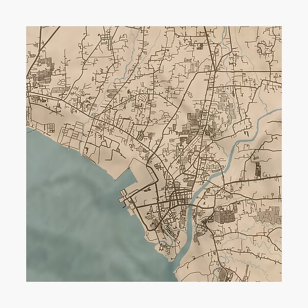 New Haven Street Map Batangas City Sepia Map" Photographic Print By Cptvdesign | Redbubble