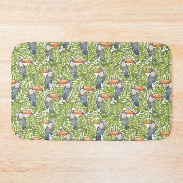 Item preview, orange beak toucan bird in a  tropical forest designed and sold by whitedove457.