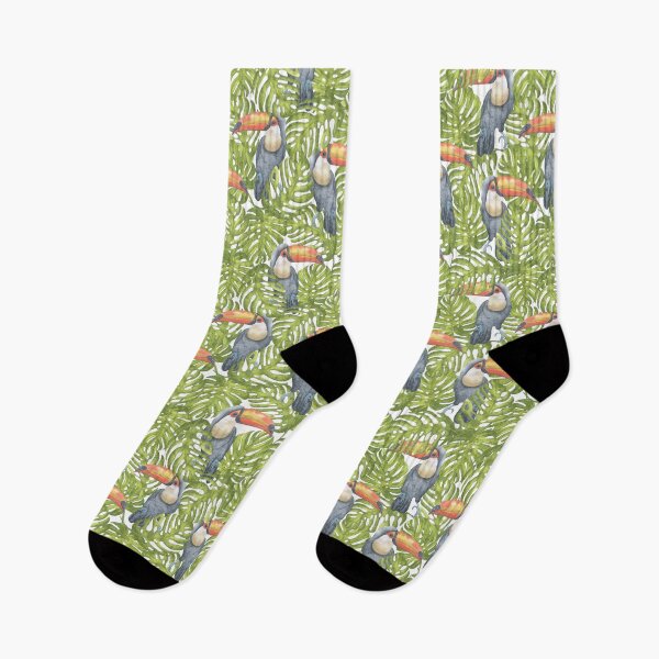 Item preview, orange beak toucan bird in a  tropical forest designed and sold by whitedove457.