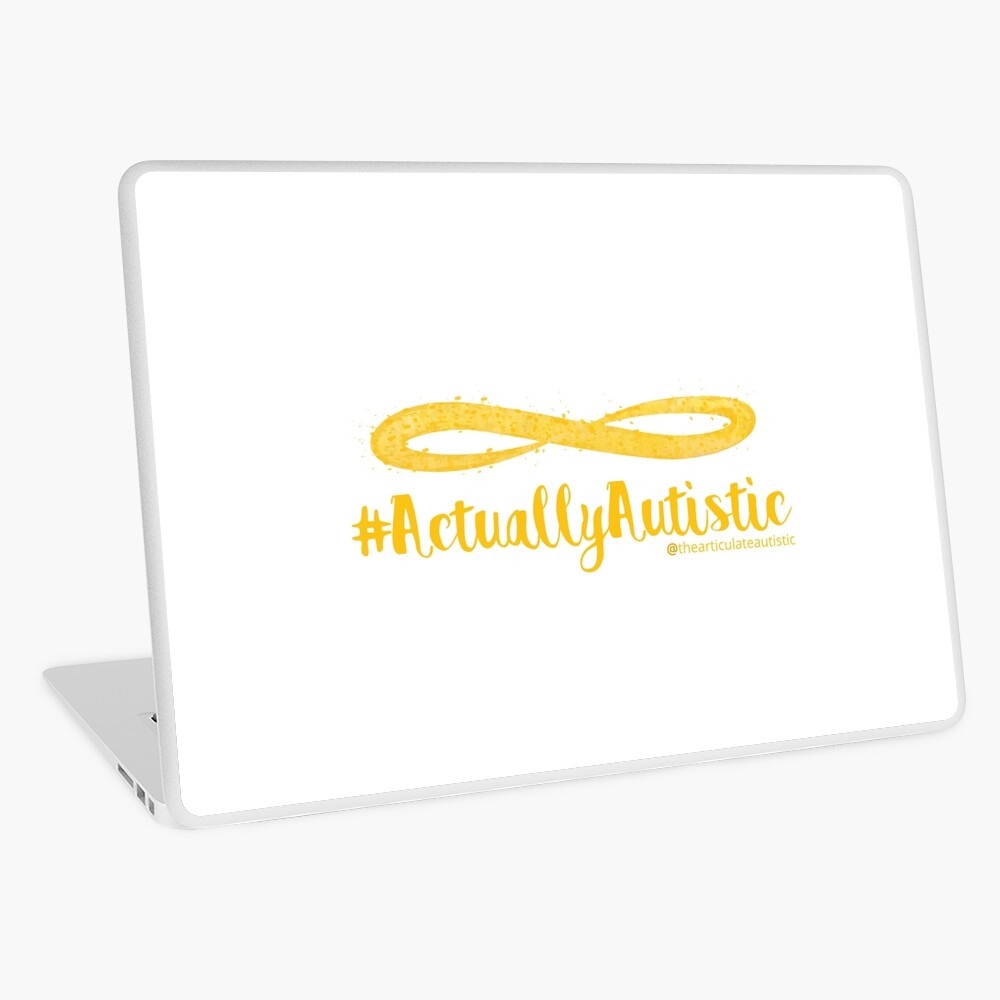 The Articulate Autistic Gold Infinity Logo Laptop Skin