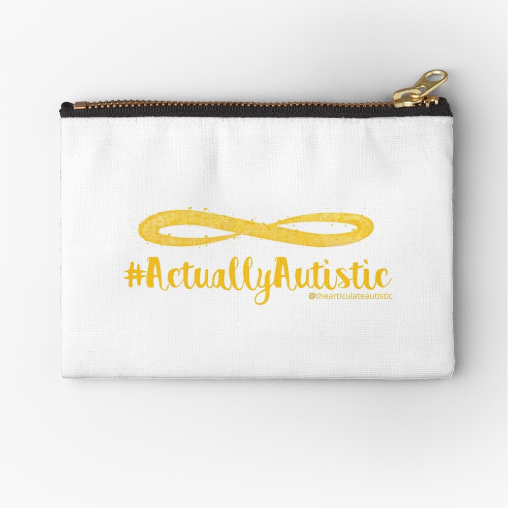 The Articulate Autistic Gold Infinity Logo Zipper Pouch