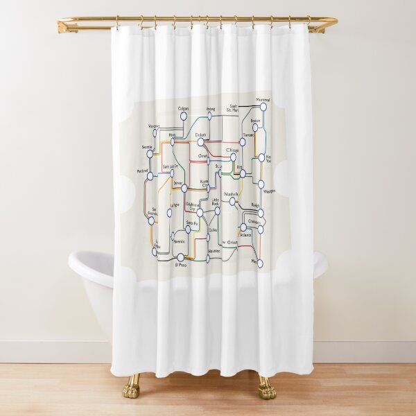 US Railroad - Ticket To Ride - Subway Map Shower Curtain