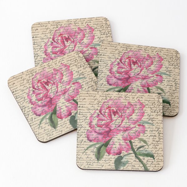 Item preview, Botanical print, on old book page - Pink Rose designed and sold by Art by Lilia.