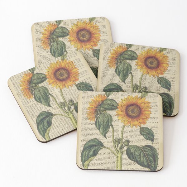 Item preview, Botanical print, on old book page - Sunflower designed and sold by Art by Lilia.