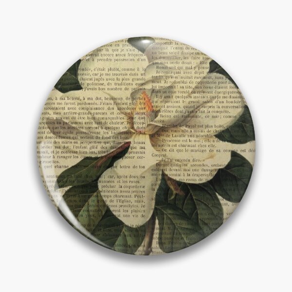 Item preview, Botanical print, on old book page - flowers- White magnolia designed and sold by Art by Lilia.