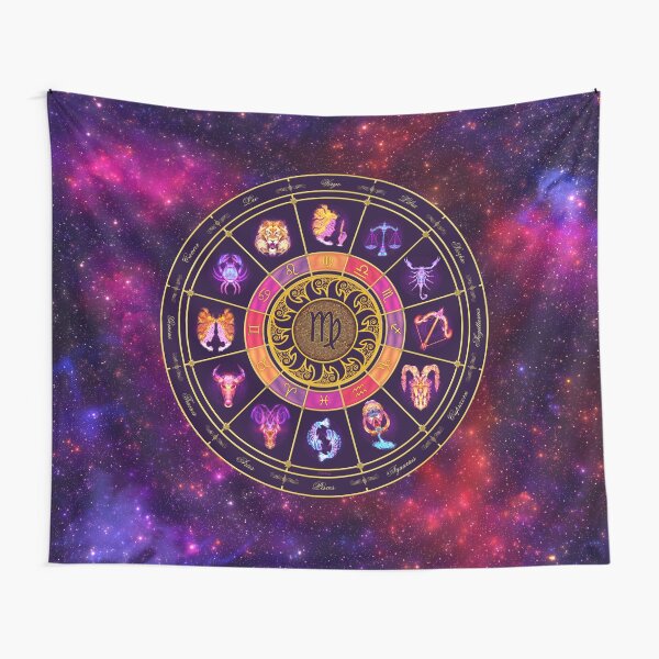 Virgo Zodiac Lightburst - Circle Tapestry