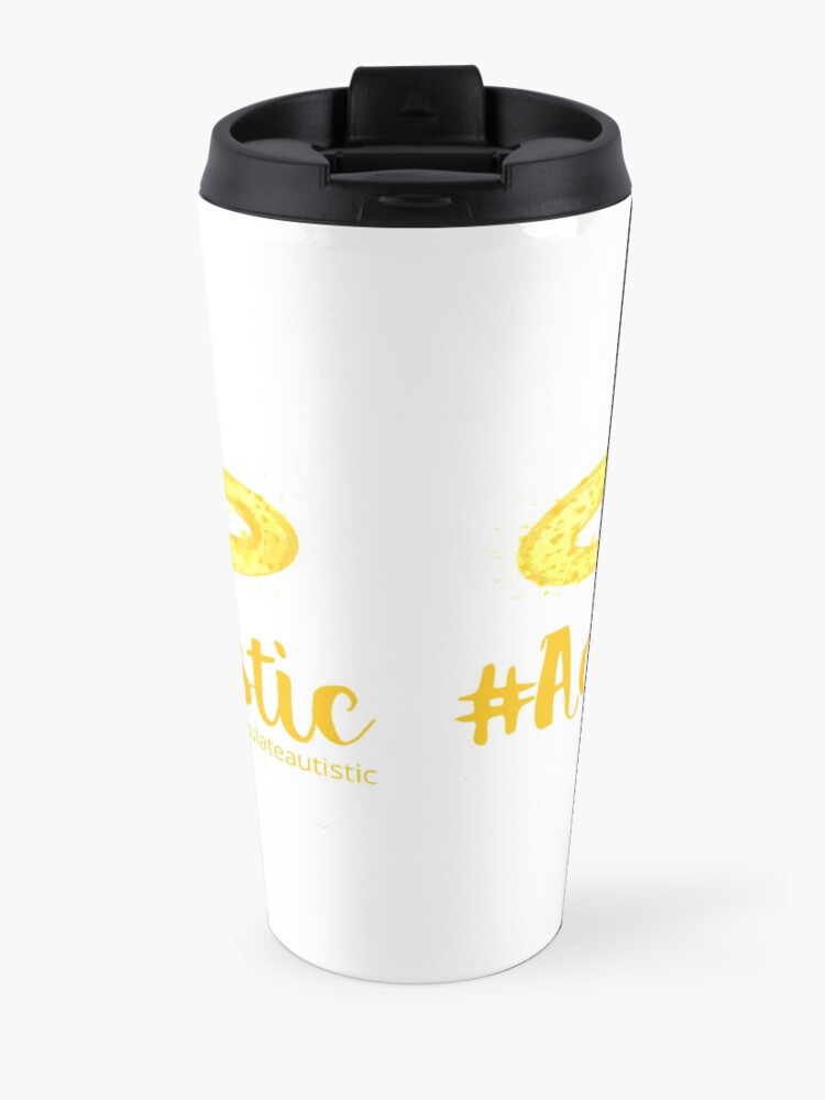 Alternate view of The Articulate Autistic Gold Infinity Logo Travel Mug