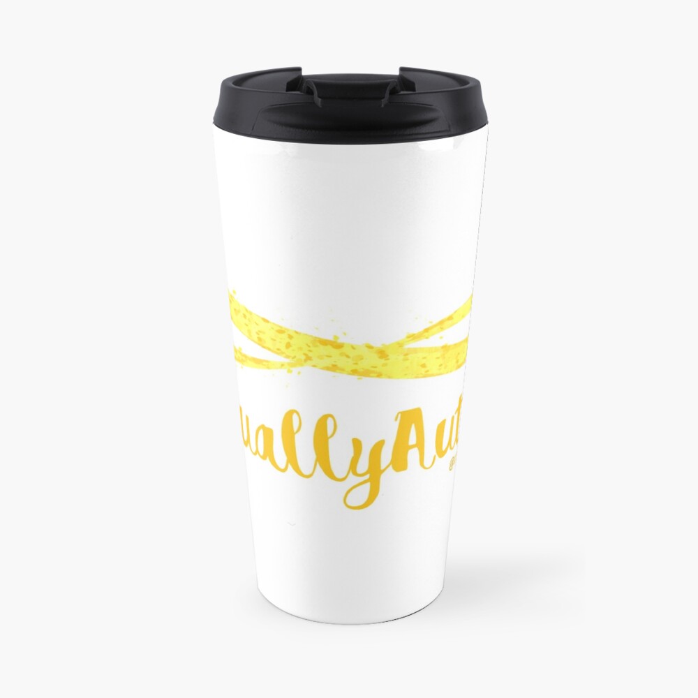 The Articulate Autistic Gold Infinity Logo Travel Mug
