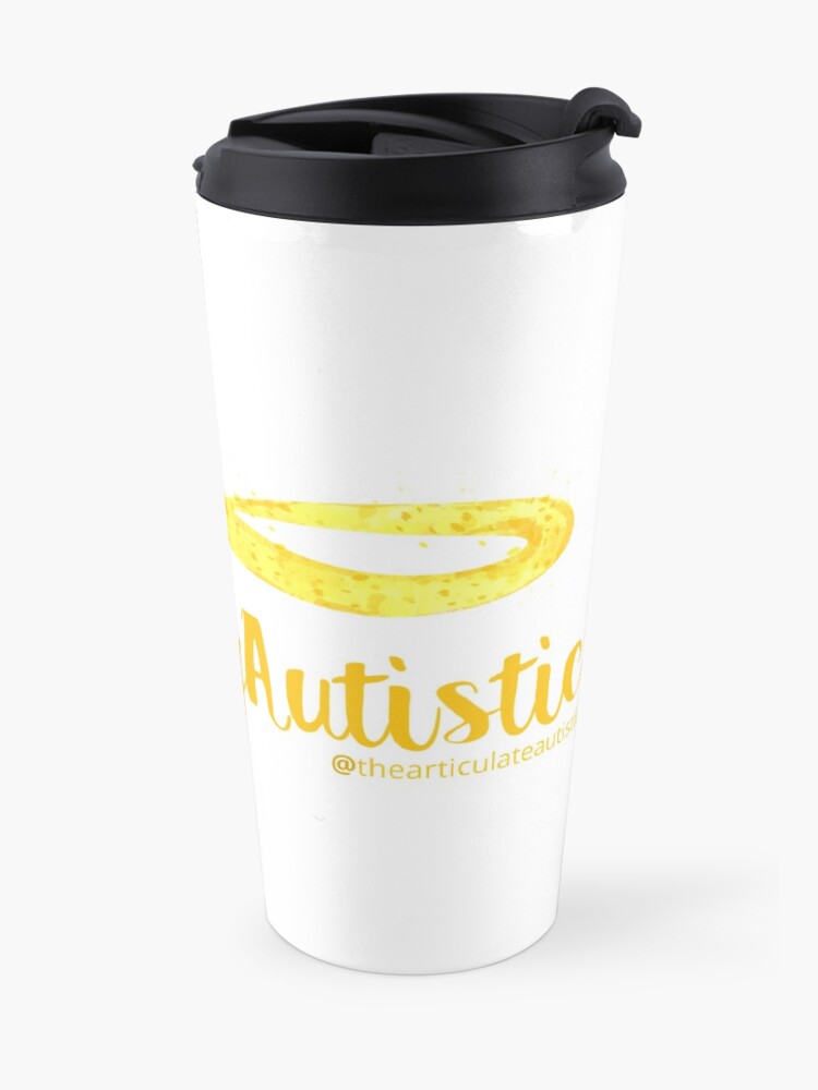 Alternate view of The Articulate Autistic Gold Infinity Logo Travel Mug