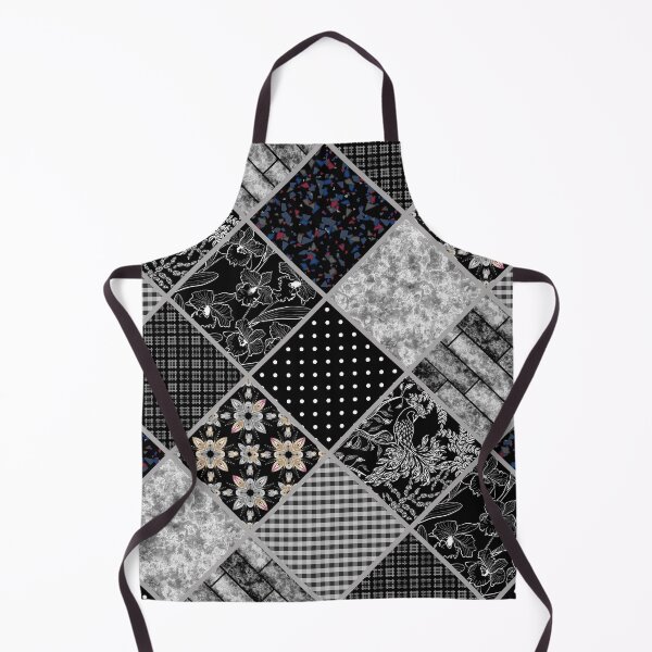 Item preview, Black white patchwork, patchwork, black and white, folk, rustic, retro, sixties, geometric, abstract, patches, patches, elegant, patchwork textiles, textile, plaid designed and sold by fuzzyfox.