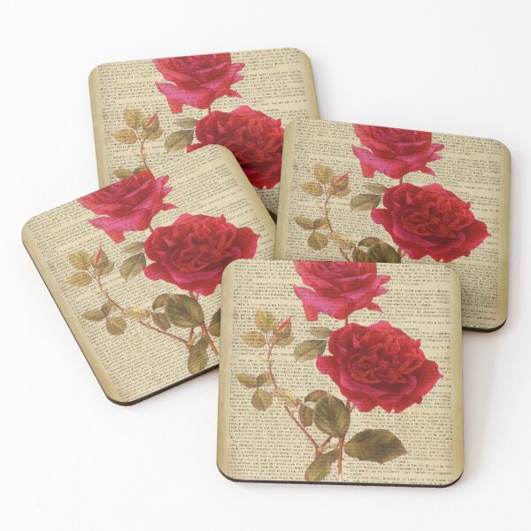 Item preview, Botanical print, on old book page - Roses designed and sold by Art by Lilia.