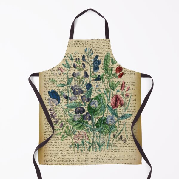 Item preview, Botanical print, on old book page - garden flowers peas designed and sold by Art by Lilia.