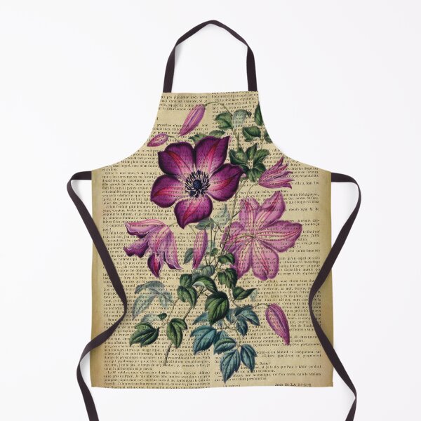 Item preview, Botanical print, on old book page - clematis designed and sold by Art by Lilia.