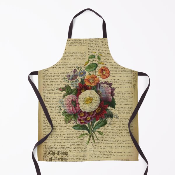 Item preview, Botanical print, on old book page - garden flowers designed and sold by Art by Lilia.