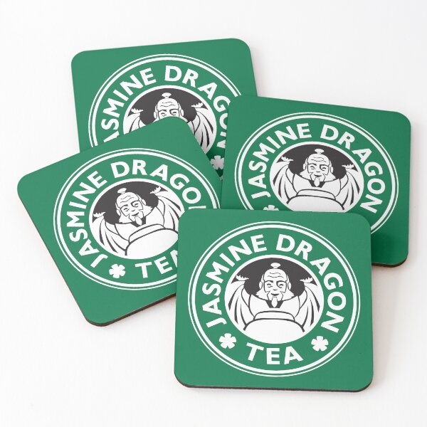 Jasmine Dragon, Uncle Iroh's Tea Shop: Avatar Starbucks Parody (Green) Coasters (Set of 4)
