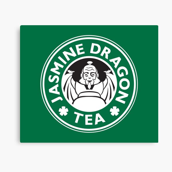 Jasmine Dragon, Uncle Iroh's Tea Shop: Avatar Starbucks Parody (Green) Canvas Print