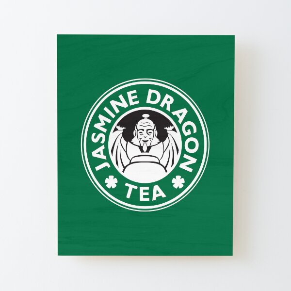 Jasmine Dragon, Uncle Iroh's Tea Shop: Avatar Starbucks Parody (Green) Wood Mounted Print