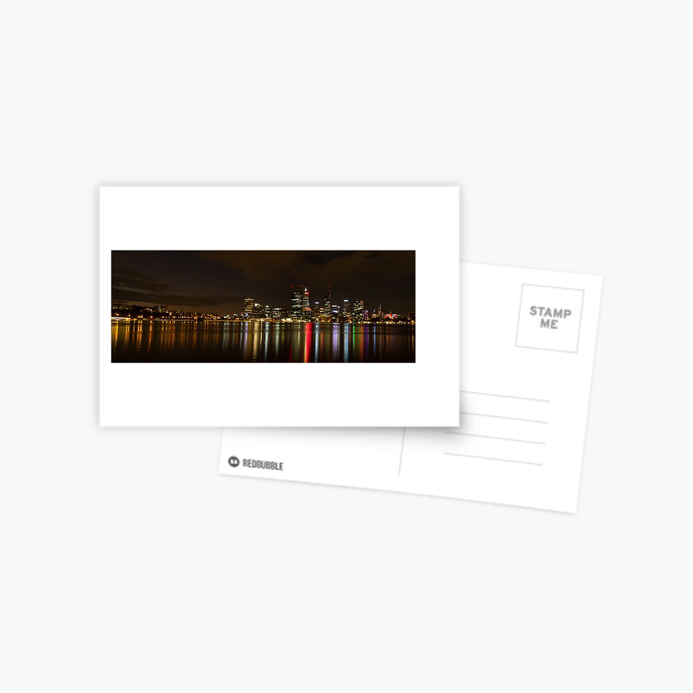 Perth CBD Skyline at night Postcard