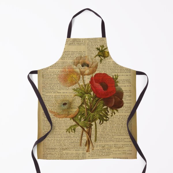 Item preview, Botanical print, on old book page - poppies designed and sold by Art by Lilia.