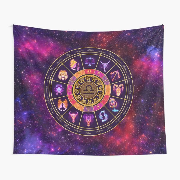 Libra Zodiac Lightburst - Circle Tapestry