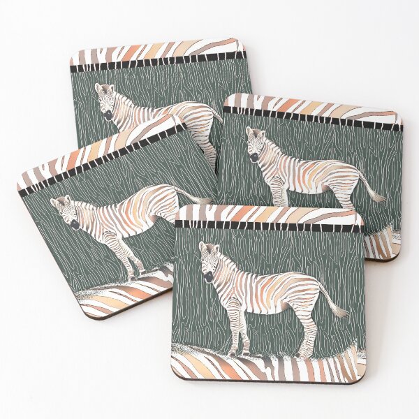 Item preview, Terra  Cotta Zebra with Jade green background designed and sold by Linda Sholberg.