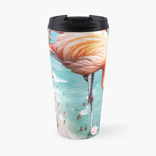 Flamingos on the Beach #redbubble #decor Travel Mug