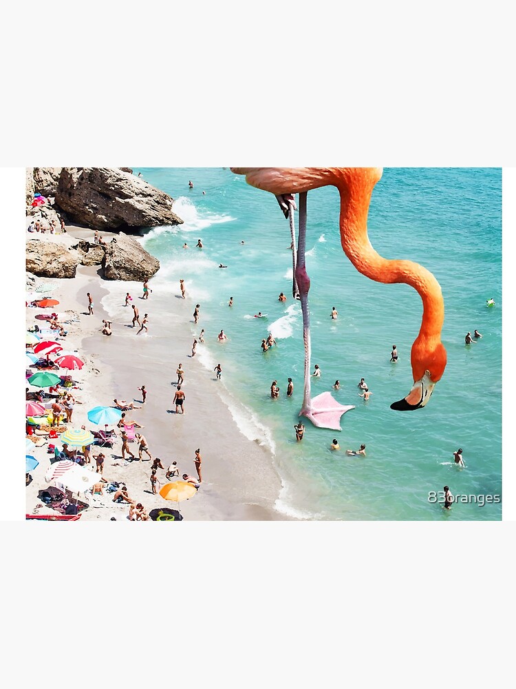 Flamingos on the Beach, Wildlife Surrealism Birds, Nature Flamingo Fantasy Beach Summer Photography by 83oranges