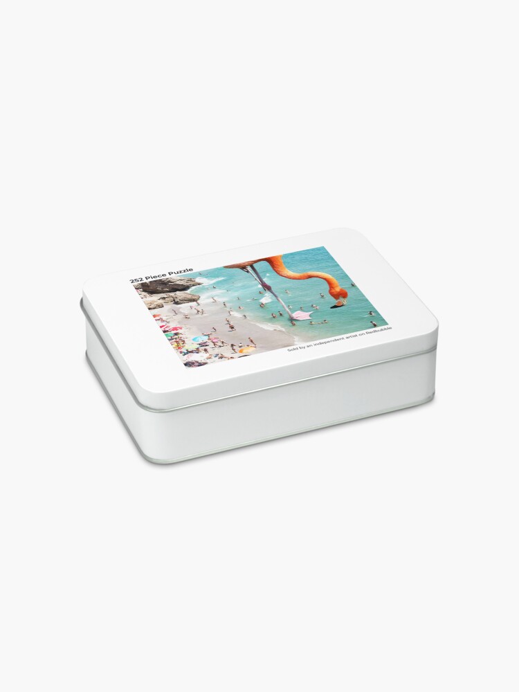 Alternate view of Flamingos on the Beach, Wildlife Surrealism Birds, Nature Flamingo Fantasy Beach Summer Photography Jigsaw Puzzle