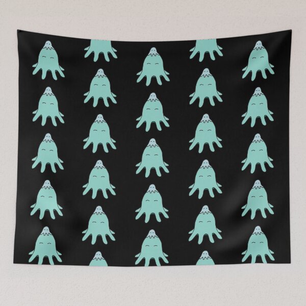 Item preview, Octopus Friends – Light Teal on Black Repeat designed and sold by ImperfectLife.