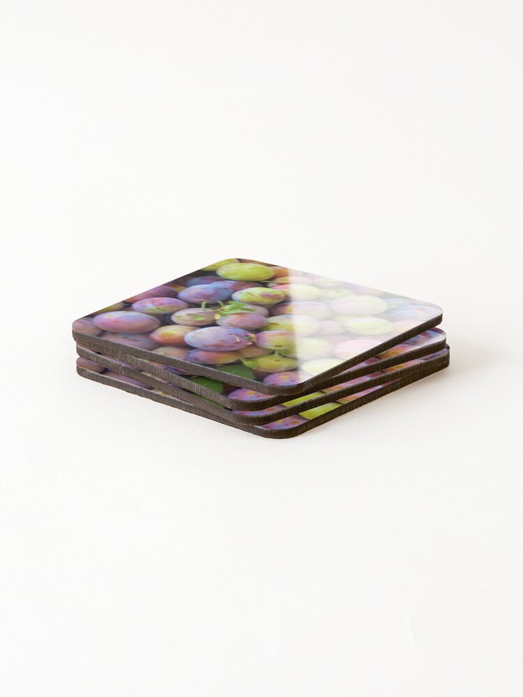 Thumbnail 4 of 5, Coasters (Set of 4), Colorful Plums designed and sold by WriteThatDown.