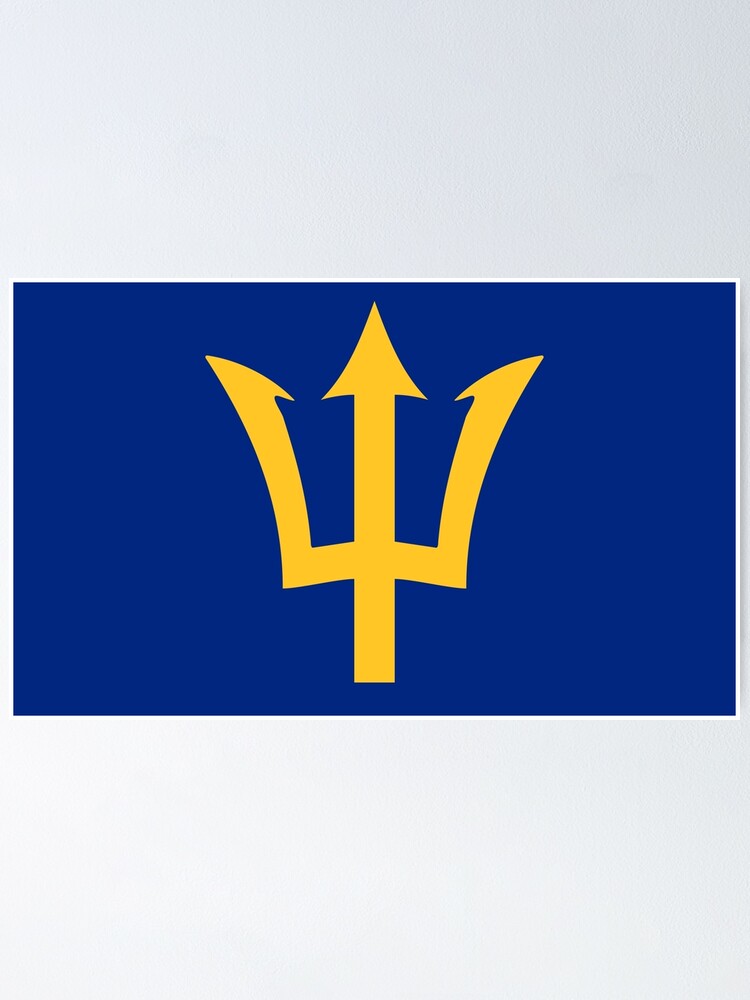 Barbados Trident Flag Poster By Tamologie Redbubble