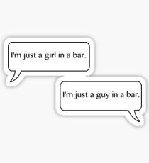 Just a girl and a guy in a bar. Sticker