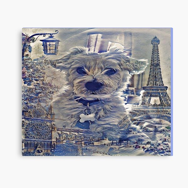 Aperçu de l'œuvre Chien blanc à Paris créée et vendue par Santa Amarillo Ron's Custom Art Designs.