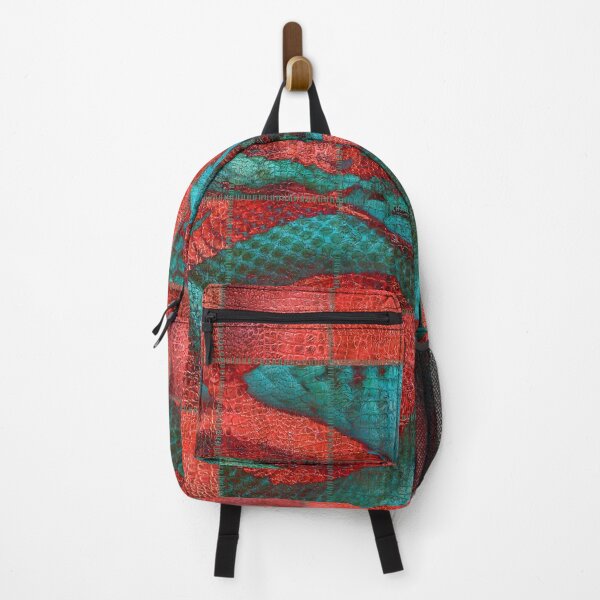 Item preview, Abstract Red and Teal Snack on Leather Texture designed and sold by k9printart.
