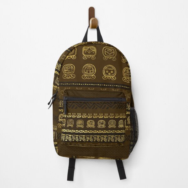Item preview, Maya Calendar Glyphs pattern Gold on Brown designed and sold by k9printart.