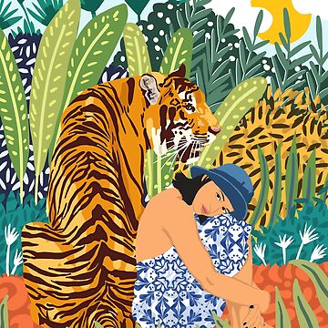 Awaken The Tiger Within Illustration, Wildlife Nature Wall Decor, Jungle  Human Nature Connection Canvas Print for Sale by 83oranges