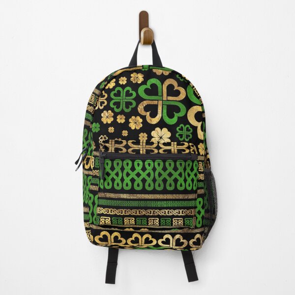 Item preview, Lucky Shamrock Four-leaf Clover Green and Gold designed and sold by k9printart.