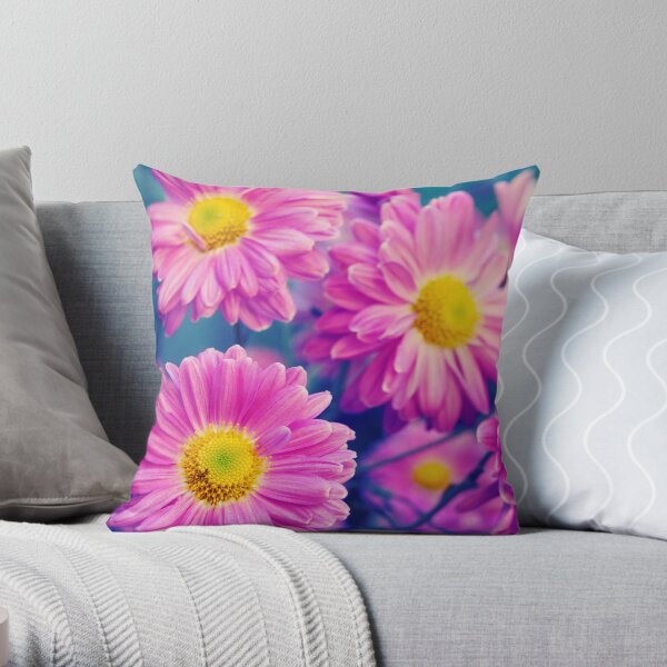 Pink Chrysanthemum flowers Throw Pillow