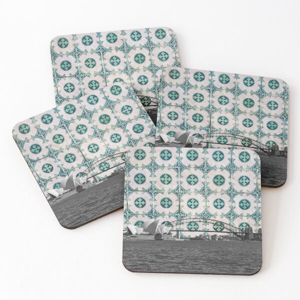 Item preview, Sydney Harbour Meets Portuguese Tiles Montage - Azulejo Green and White designed and sold by idovedesign.