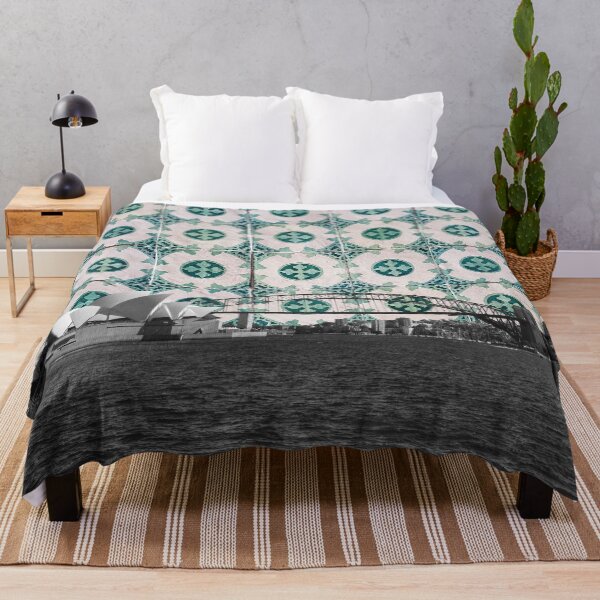 Item preview, Sydney Harbour Meets Portuguese Tiles Montage - Azulejo Green and White designed and sold by idovedesign.