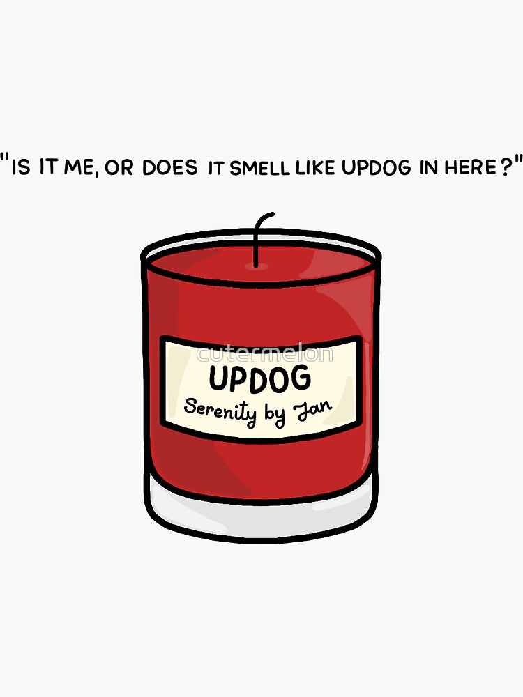 "The Office Updog Candle" Sticker for Sale by cutermelon Redbubble