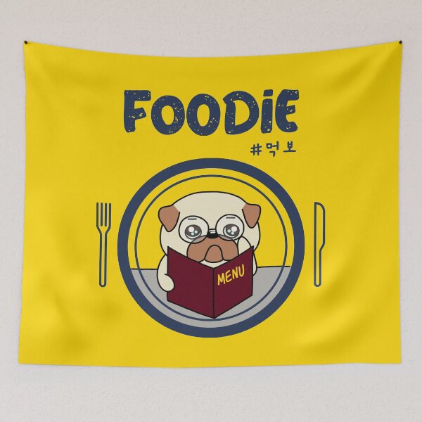 Item preview, Foodie; Drawing of a cute pug choosing menu V3 designed and sold by K-LetterCo.