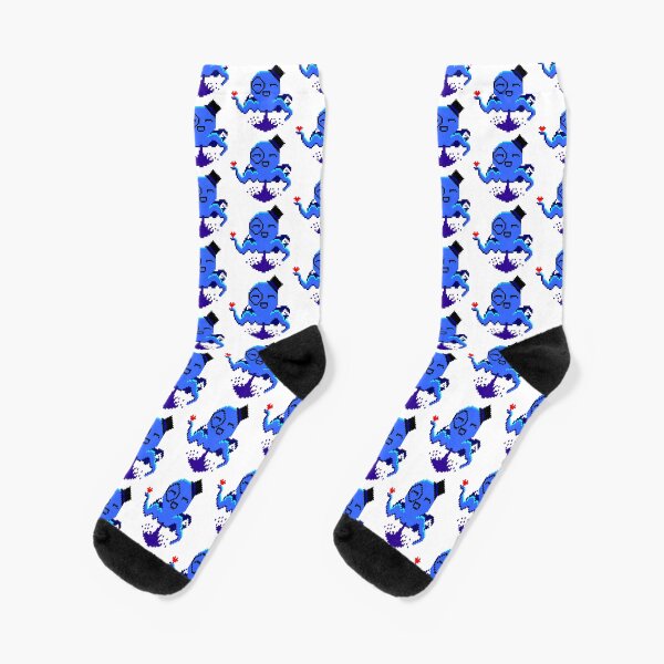 Blue Pixel Classy Octopus Happy Ink Socks