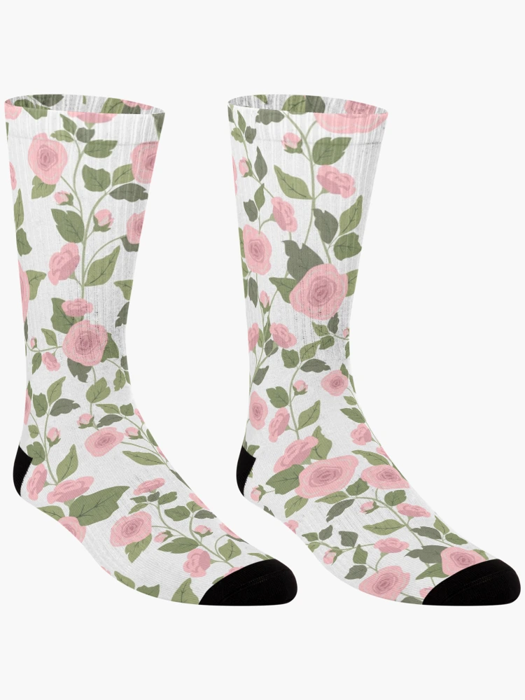 Thumbnail 3 of 5, Socks, Pink Rambling Roses designed and sold by junkydotcom.